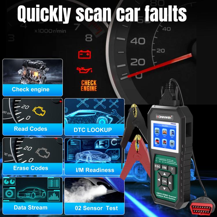 OBD2 fault diagnostic scan tool with 2.8-inch color screen and control buttons