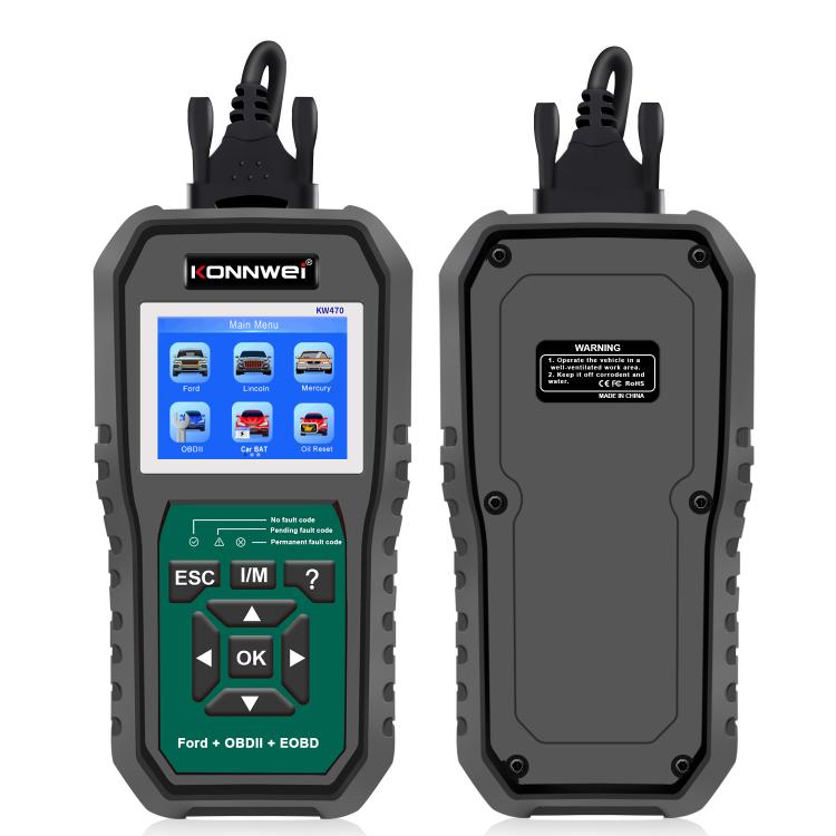 KONNWEI KW470 OBD2 scan tool front view with color display and control buttons
