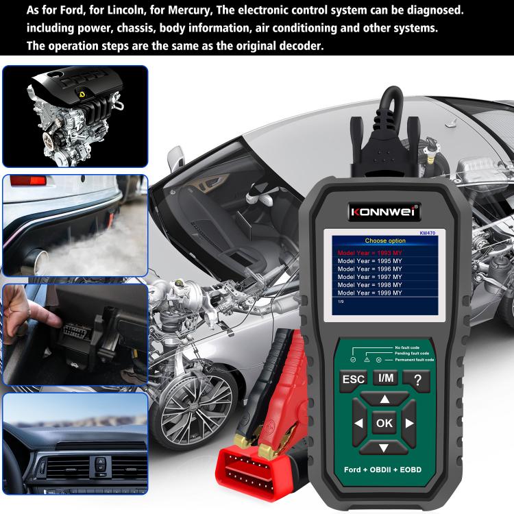 KONNWEI OBD2 diagnostic scan tool with color screen and ESC/I-M/OK buttons