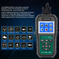 OBD2 diagnostic scan tool with main menu icons and on-screen shortcuts