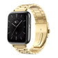 Gold three-bead metal watch band shown attached to a rectangular OPPO watch.