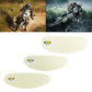Set of anti-fog visor lens films, pale cream oval sheets with small “remove film before use” labels