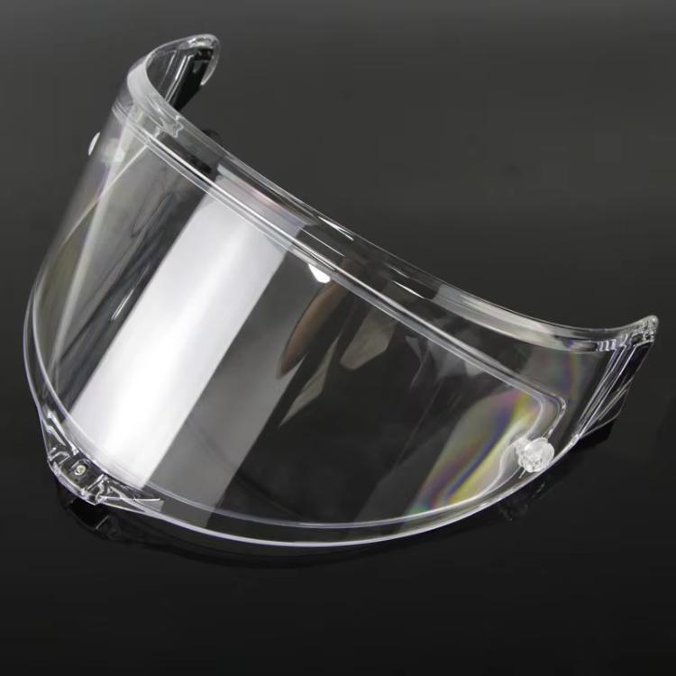 Clear anti-fog helmet visor shield lens, curved shape with transparent surface