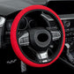 Red textured steering wheel cover with elastic anti-slip grip, snug fit