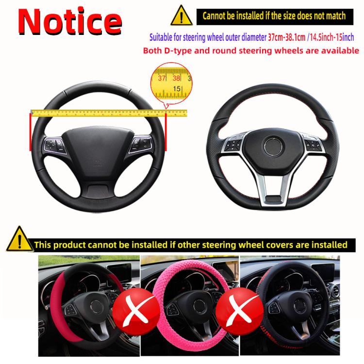 Black textured steering wheel cover with elastic rim for matching steering wheel size