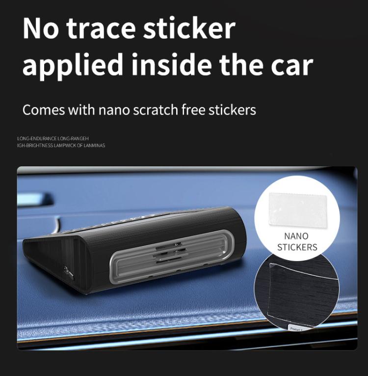 Solar car air purifier with solar panel and long air outlet, with nano sticker