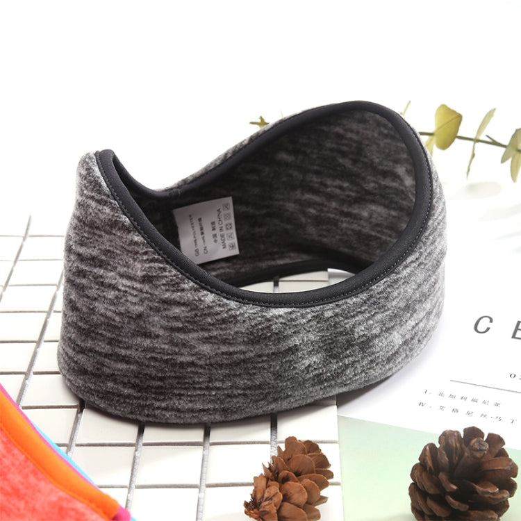 Winter riding turban headband ear warmer, heather gray inner view with black trim