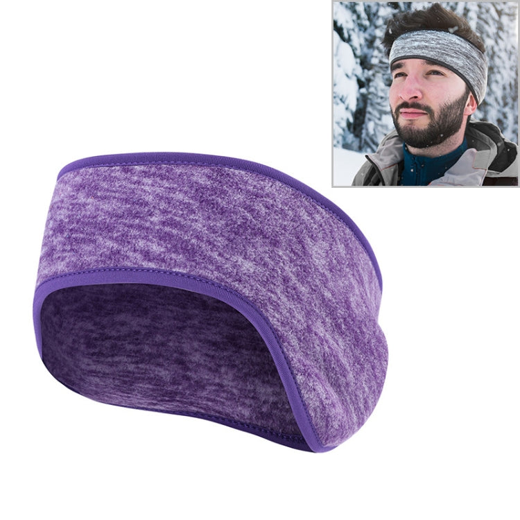 Winter riding turban headband ear warmer, heather purple with dark inner lining