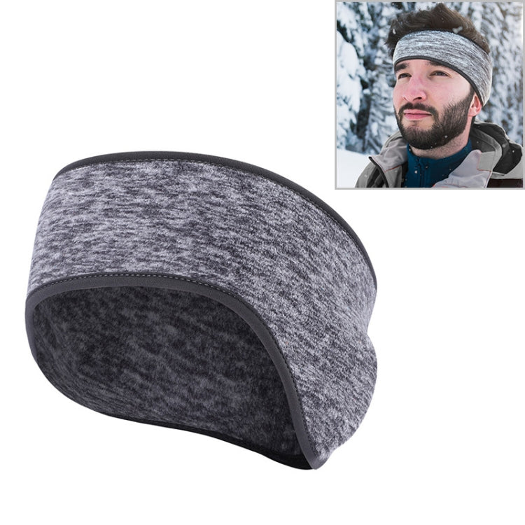 Winter riding turban headband ear warmer, heather gray with black edge trim
