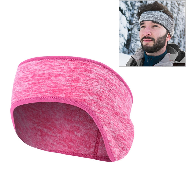 Pink fleece riding turban headband with ear-cover panel and contrast trim