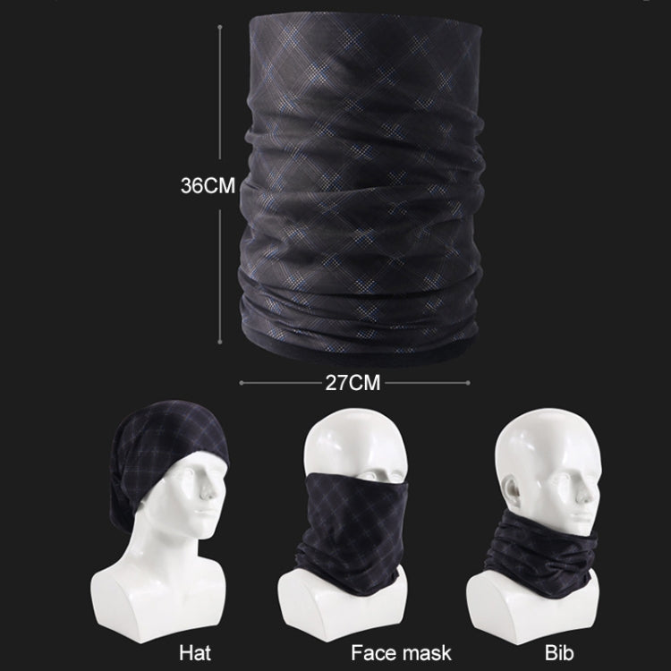 Windproof fleece hood scarf tube, dark-blue with light-blue swirl lines