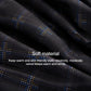 Fleece fabric with dark base and light-blue dotted check plaid weave