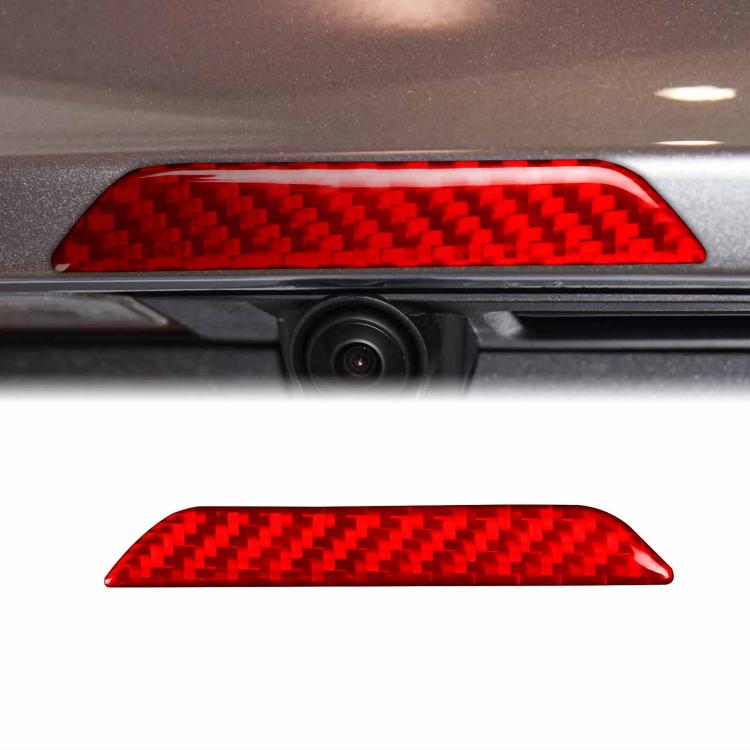 Carbon fiber trunk logo sticker, red woven strip for Tesla trunk badge