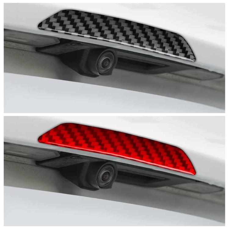 Carbon fiber trunk logo stickers, black and red woven inserts on trunk