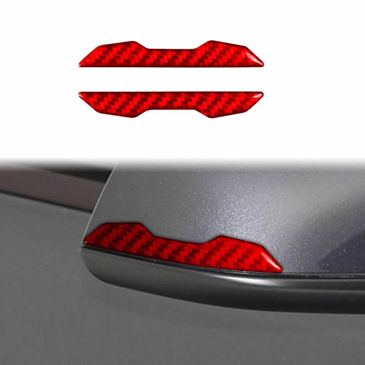 Red carbon fiber rearview mirror anti-collision stickers, 2-piece set