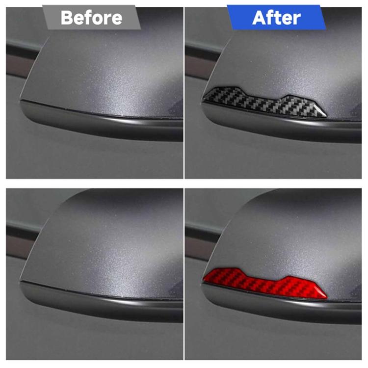 Black and red carbon fiber rearview mirror anti-collision stickers, 2-piece set