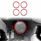 Set of 4 wheel hub decoration rings, red trim with carbon-fiber style