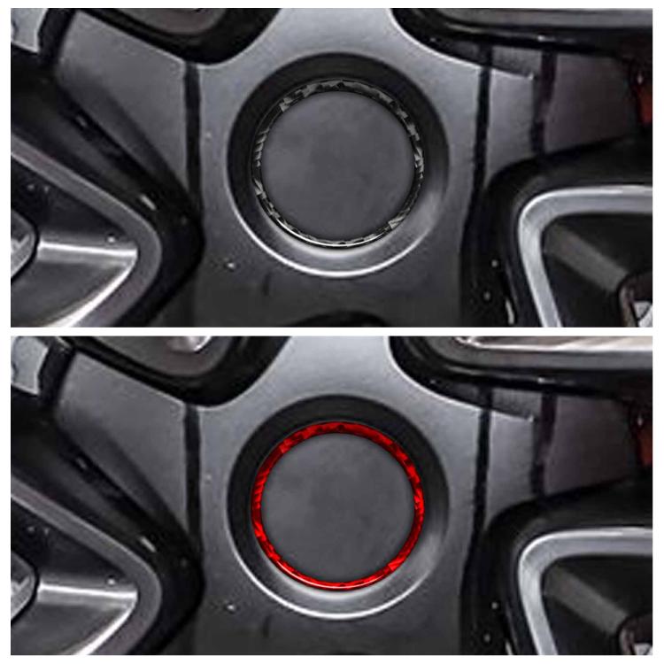 Wheel hub ring installation view: black ring with silver edge, red ring with trim