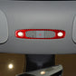 Red carbon-fiber dash reading light panel cover with round lamp holes