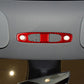 Red carbon-fiber reading light panel cover installed on car overhead console
