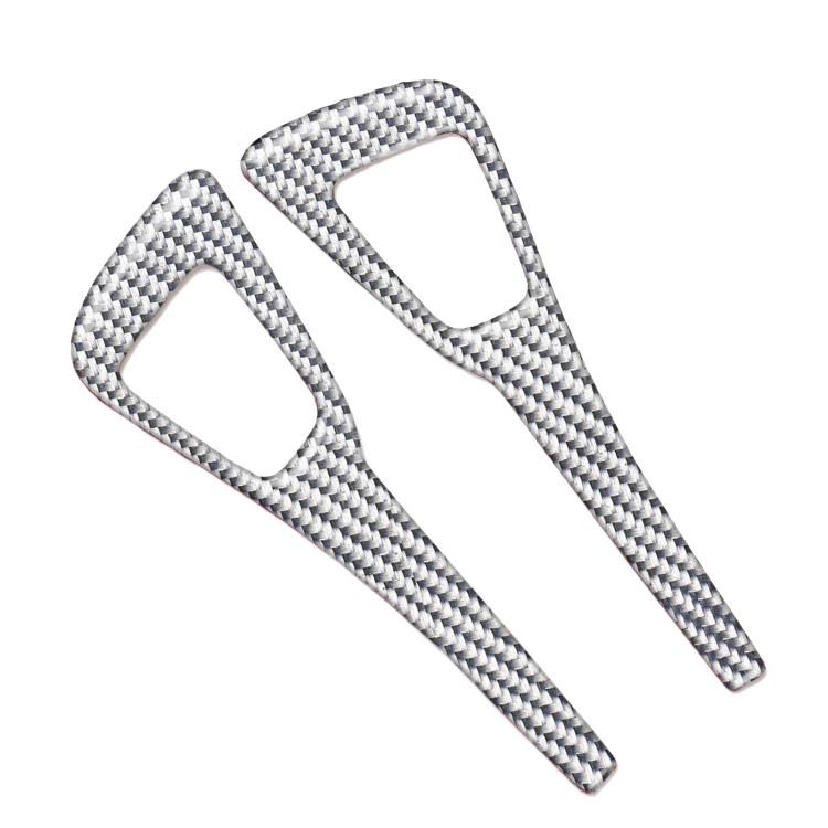 Two carbon fiber door switch panel trim stickers with silver textured diamond weave