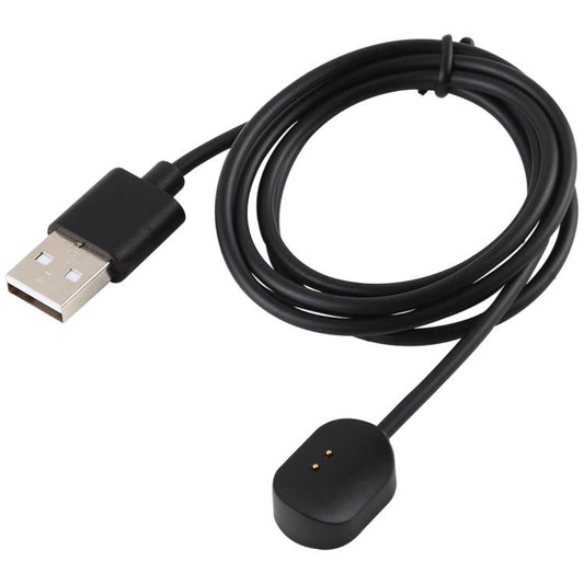 xDfind black USB watch charging cable coiled with USB-A plug and two-pin connector