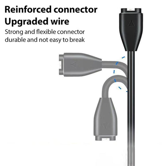Watch charger cable connector with flexible reinforced wire bend illustration