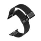 Black Milanese metal watch band with magnetic clasp and watch connectors