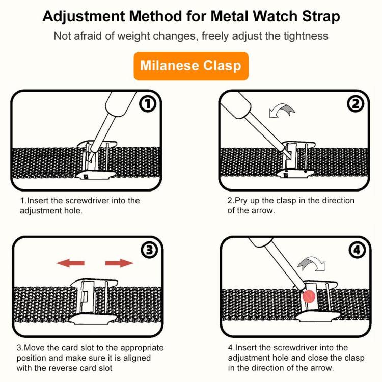 Milanese metal watch band clasp adjustment instructions