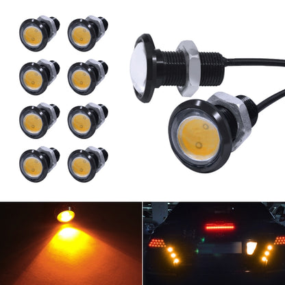 18mm eagle eye LED spot lights, black housings, yellow round lenses, wired set