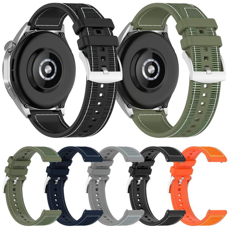 xDfind watch bands in black and olive green, showing the textured backs and color options