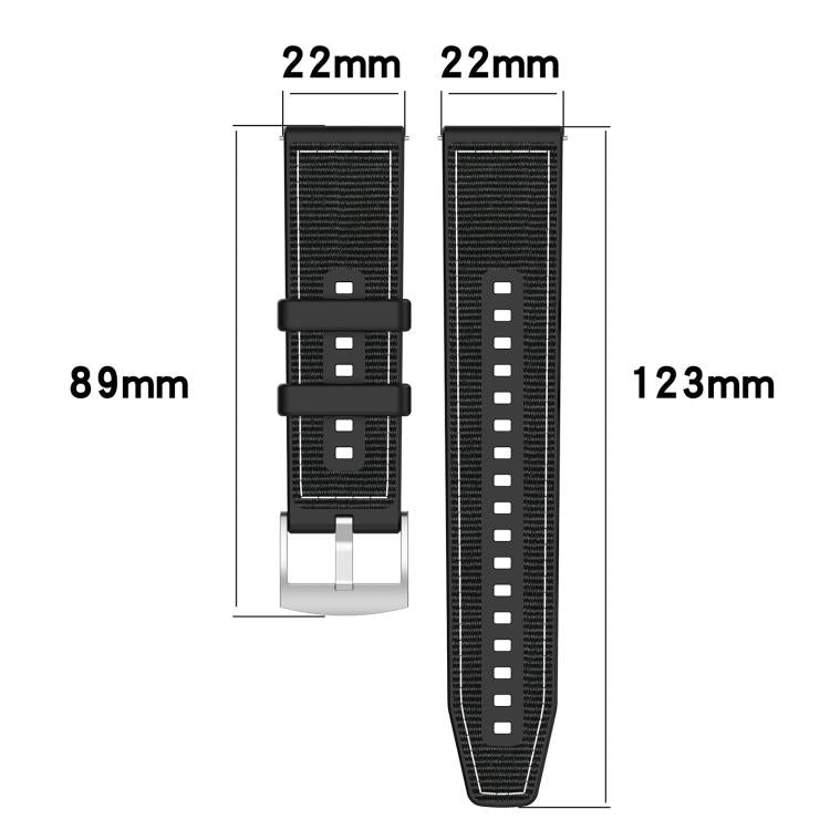 Black xDfind watch band with 22 mm width and 89 mm and 123 mm strap lengths