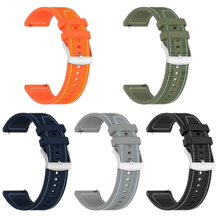 xDfind hybrid watch bands in orange, olive green, midnight blue, gray, and black