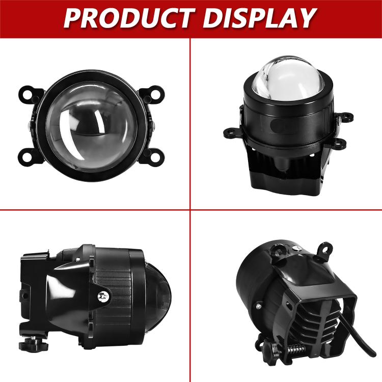 Set of dual-lens 3-inch fog lights with black housings and mounting brackets