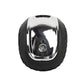 Black leather gear shift knob with chrome top and center emblem screw