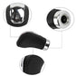 Black leather gear shift knob showing chrome ring and mounting hole