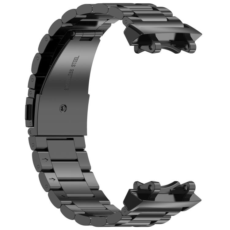 Black linked titanium alloy watch band shown from the clasp side