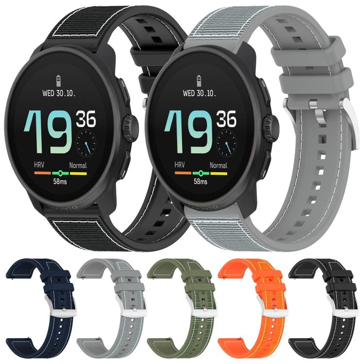 xDfind Hybrid Nylon Braid Silicone Watch Band, 22mm For Suunto Race S / Race / 9 Peak