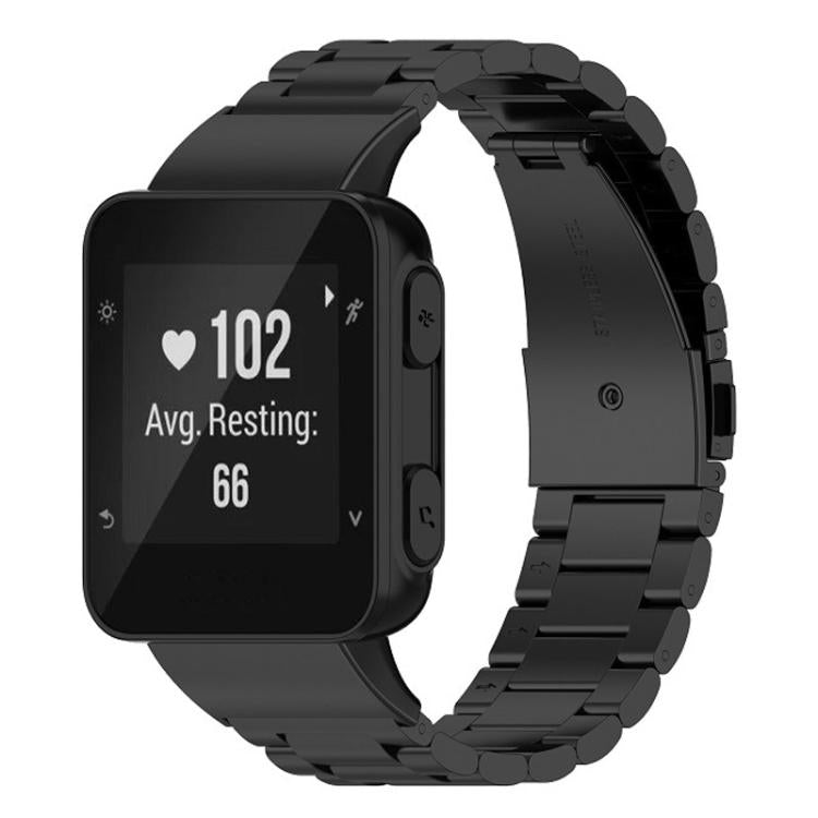 Black titanium alloy watch band fitted to a square sports watch