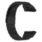 Black titanium alloy watch band with flat buckle, shown open
