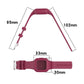 Wine red silicone watch band with measurements for strap length and case width
