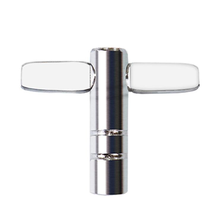 Universal drum tuning key with square-socket end, chrome metal finish