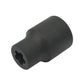 Black cylindrical socket tool with square drive opening for removing battery screws