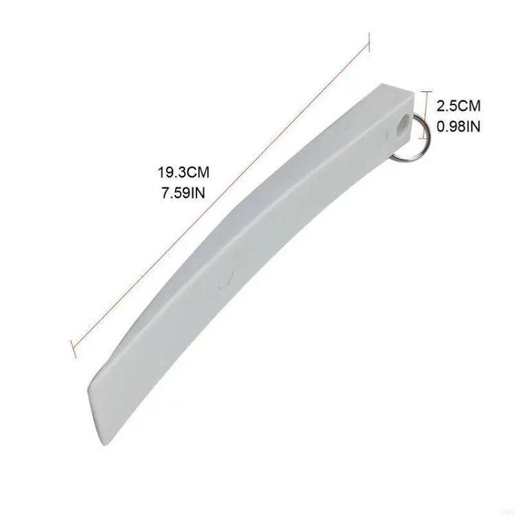 Light gray trim removal wedge tool with loop ring and pointed end