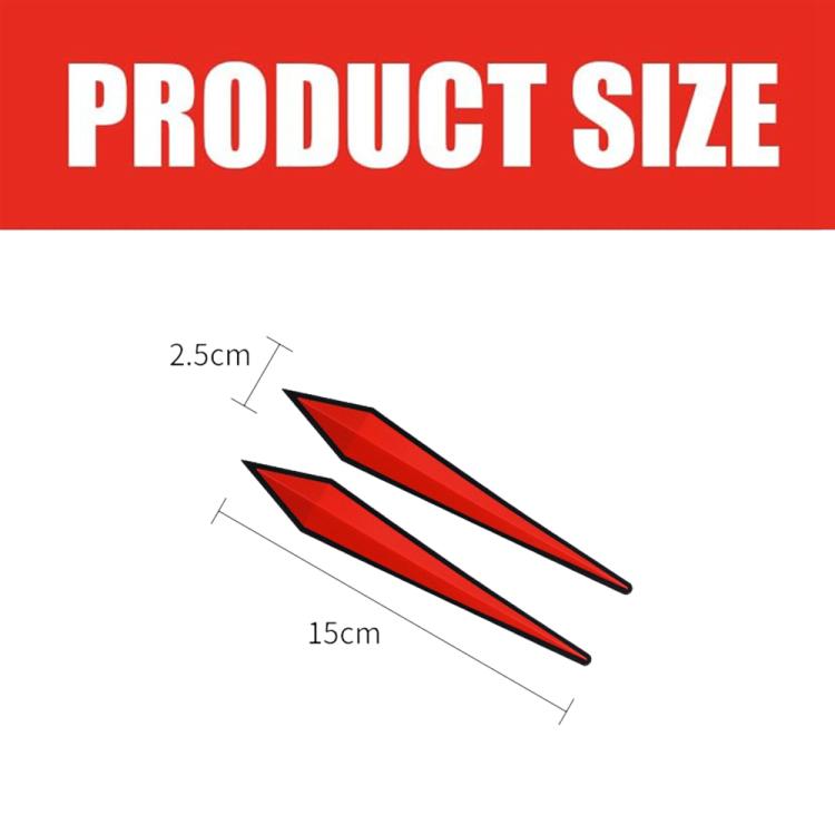 Red PVC car door anti-collision strips with size marks: 15cm length, 2.5cm width