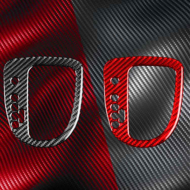 Red and black carbon fiber gear position panel stickers with oval cutout