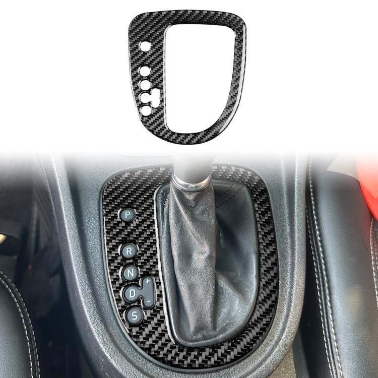 Black carbon fiber gear position panel sticker with cutout and button holes