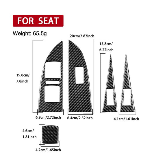 Carbon fiber lifting panel sticker set size diagram for 5 pieces