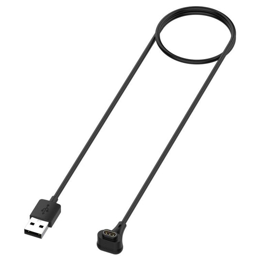 Black USB watch charging cable with straight cord and magnetic connector