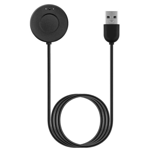 Black USB charging cable with round magnetic smartwatch connector and USB-A plug